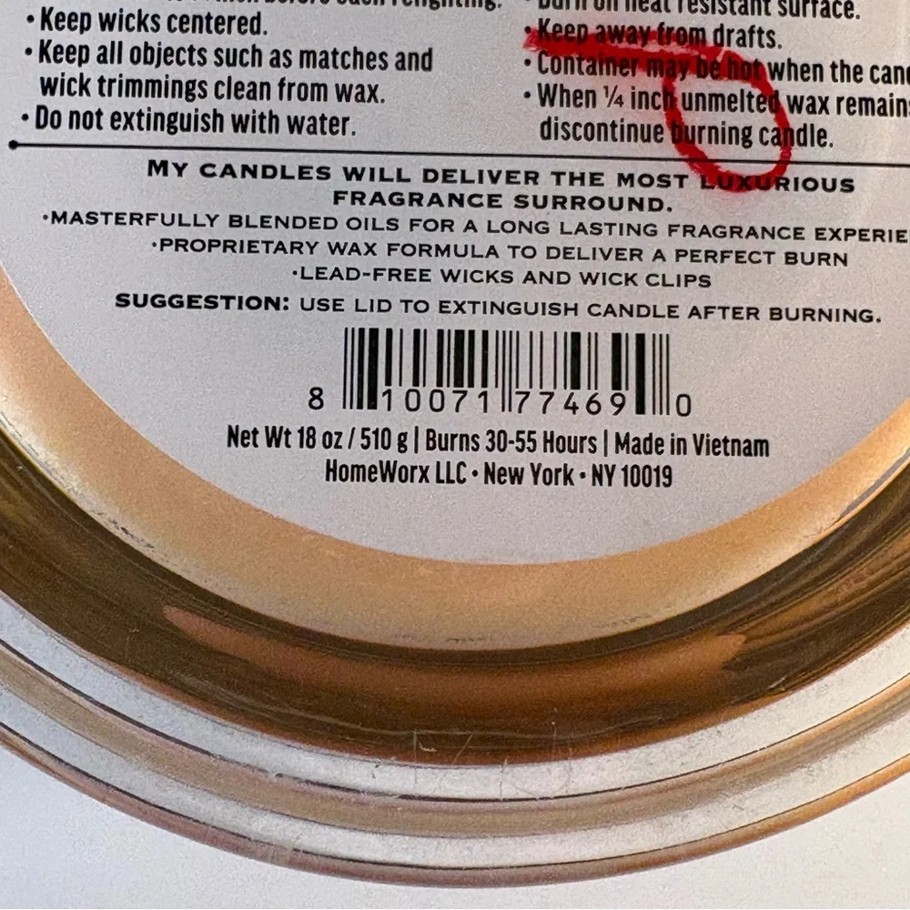Homeworx SPARKLING CITRUS Scented Candle 18 Oz 4‎ Wick Slatkin & Co USED Orange